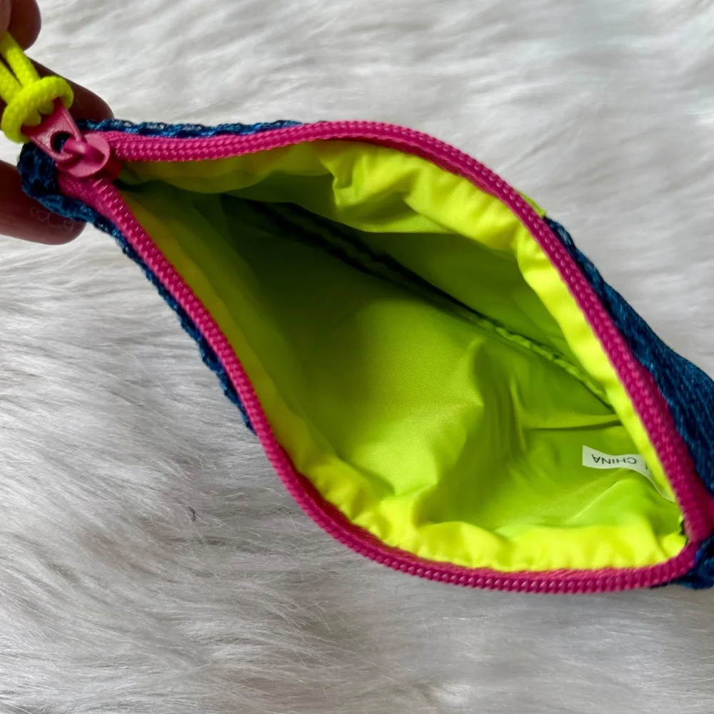 Ipsy Neon Mesh Zipper Makeup‎ Bag Blue Pink